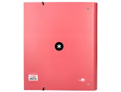 Classeur antartik 4 anneaux ronds 40mm a4 carton rembordé feuillets mobiles q5x5 coloriscorail