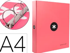 Classeur antartik 4 anneaux end 40mm a4+ carton remborde coloris corail