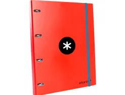 Classeur antartik 4 anneaux ronds 25mm a4 carton rembordé feuillets mobiles quadrillage 5mm coloris rouge