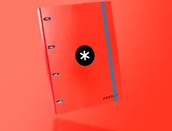 Classeur antartik 4 anneaux ronds 25mm a4 carton rembordé feuillets mobiles quadrillage 5mm coloris rouge