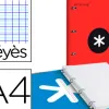 Classeur antartik 4 anneaux 25mm a4 carton remborde feuillets mobiles seyes coloris rouge