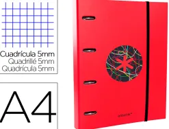Classeur antartik trending topic 2020 4 anneaux ronds 40mm feuillet mobile a4 5x5mm coloris rouge