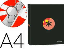 Classeur antartik trending topic 2020 4 anneaux ronds 25mm feuillet mobile a4 5x5mm coloris noir