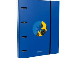 Classeur antartik trending topic 2020 4 anneaux ronds 40mm feuillet mobile a4 5x5mm coloris bleu