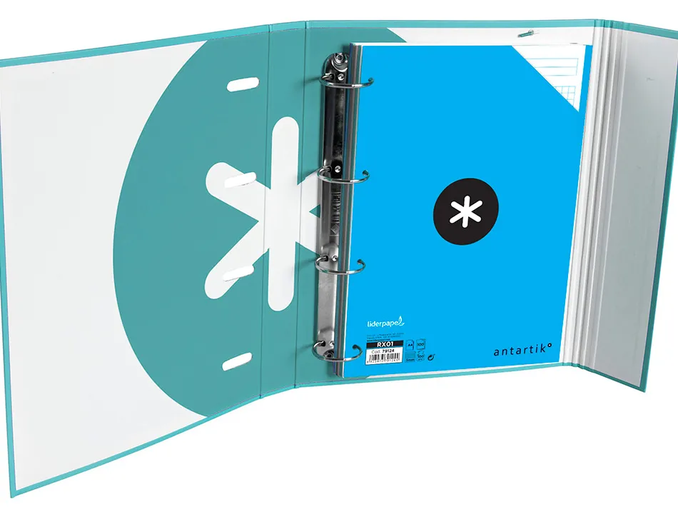 Classeur antartik trending topic 2020 4 anneaux ronds 40mm feuillet mobile a4 5x5mm coloris turquoise