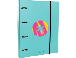 Classeur antartik trending topic 2020 4 anneaux ronds 40mm feuillet mobile a4 5x5mm coloris turquoise