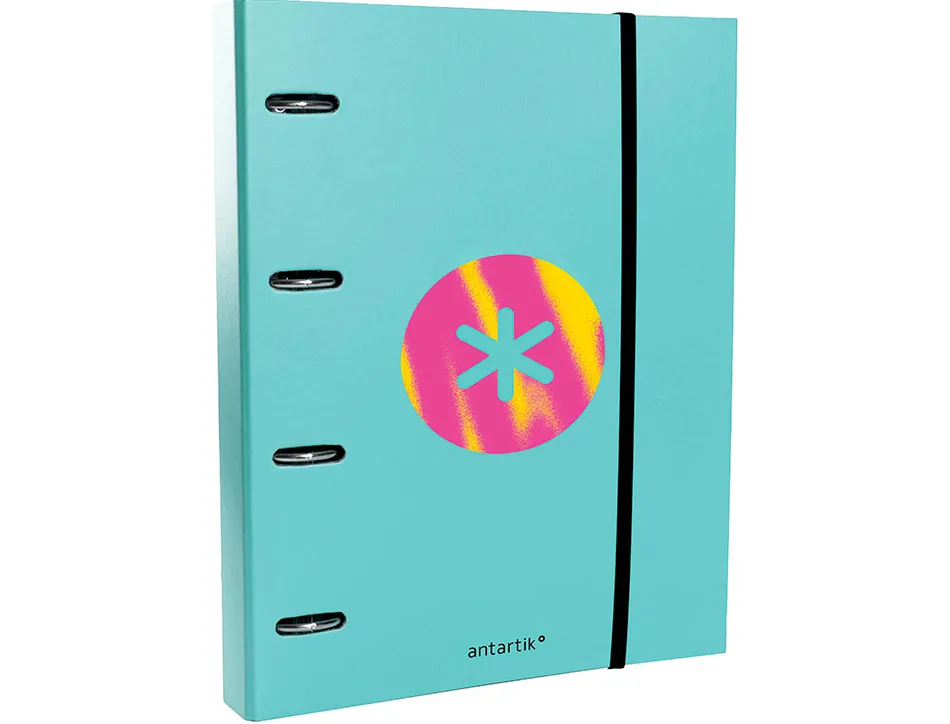 Classeur antartik trending topic 2020 4 anneaux ronds 40mm feuillet mobile a4 5x5mm coloris turquoise