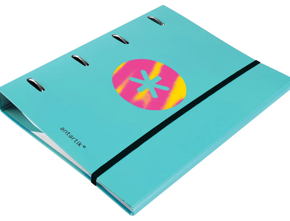 Classeur antartik trending topic 2020 4 anneaux ronds 40mm feuillet mobile a4 5x5mm coloris turquoise
