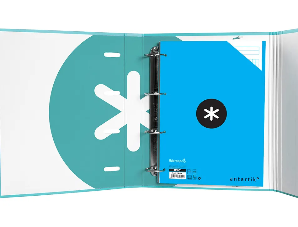 Classeur antartik trending topic 2020 4 anneaux ronds 40mm feuillet mobile a4 5x5mm coloris turquoise