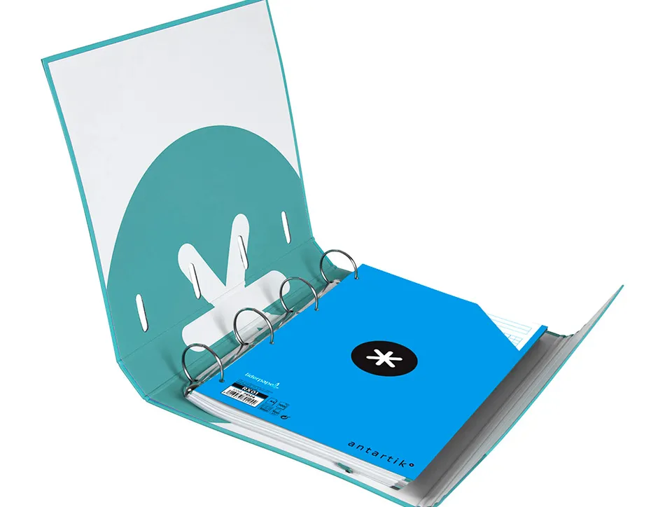 Classeur antartik trending topic 2020 4 anneaux ronds 40mm feuillet mobile a4 5x5mm coloris turquoise