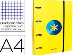 Classeur antartik trending topic 2020 4 anneaux ronds 40mm feuillet mobile a4 5x5mm coloris jaune
