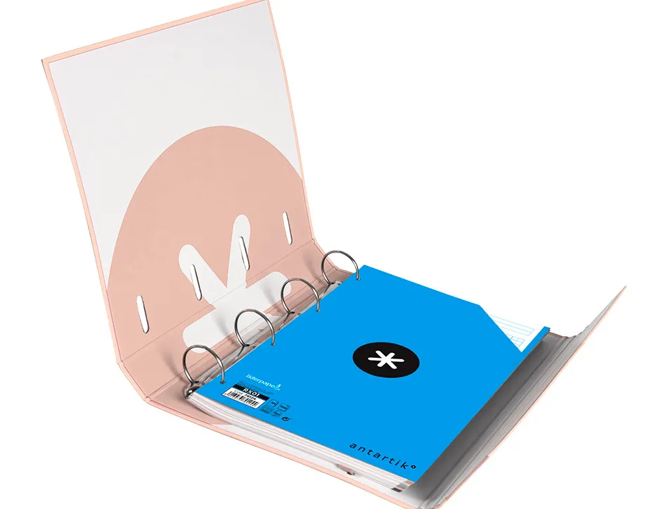 Classeur antartik trending topic 2020 4 anneaux ronds 40mm feuillet mobile a4 5x5mm coloris corail