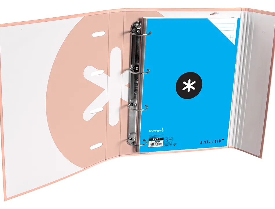 Classeur antartik trending topic 2020 4 anneaux ronds 40mm feuillet mobile a4 5x5mm coloris corail