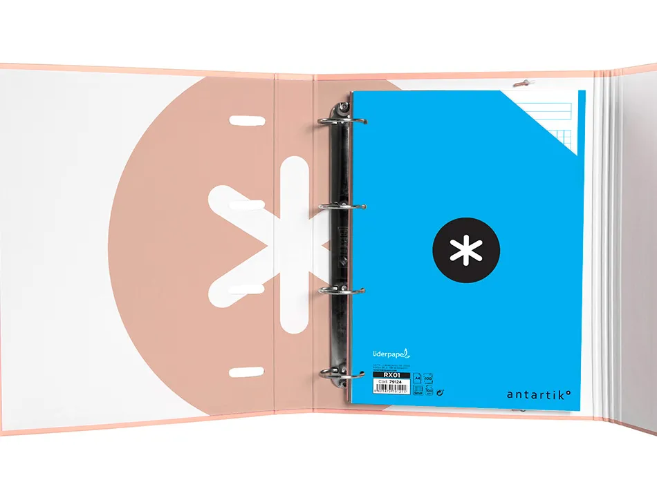 Classeur antartik trending topic 2020 4 anneaux ronds 40mm feuillet mobile a4 5x5mm coloris corail