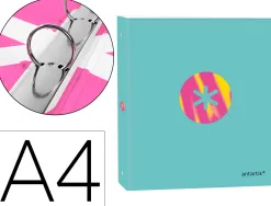 Classeur antartik trending topic 2020 4 anneaux ronds 25mm feuillet mobile a4 5x5mm coloris turquoise