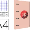 Classeur antartik trending topic 2020 4 anneaux ronds 25mm feuillet mobile a4 5x5mm coloris corail