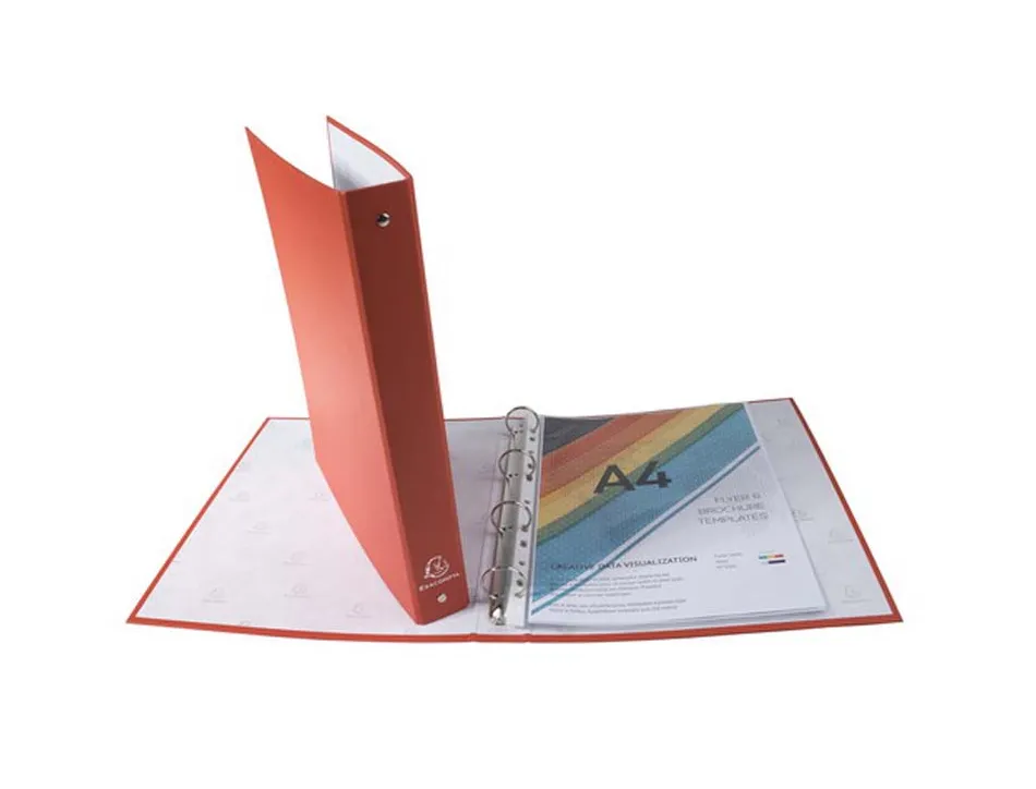 Classeur exacompta 4 anneaux 30mm a4 carte rembordée pvc dos 40mm coloris rouge