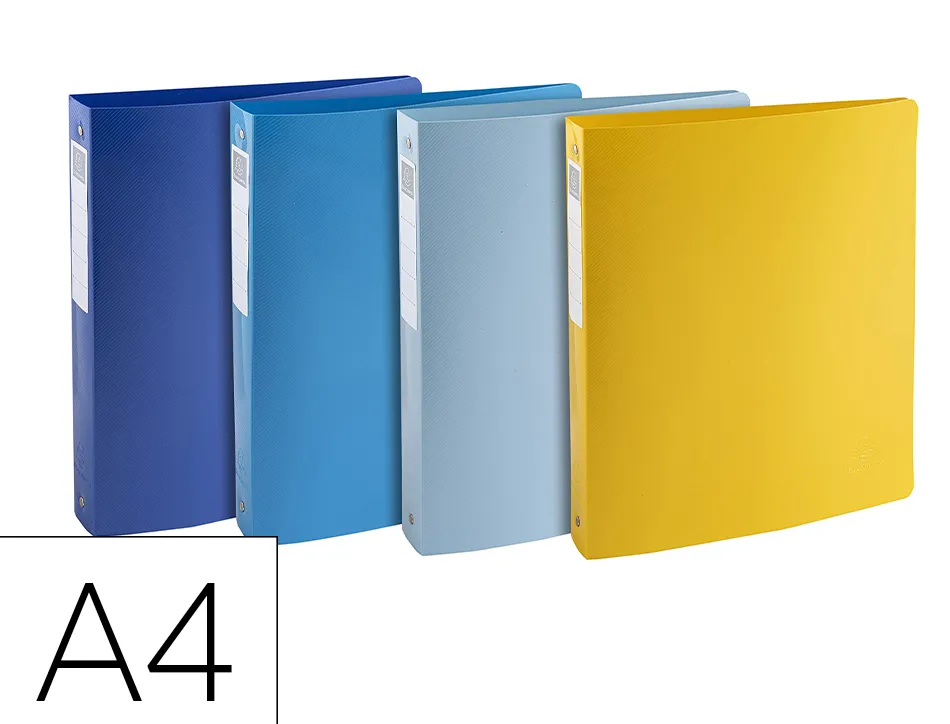 Classeur exacompta bee blue 4 anneaux 15mm a4 pp dos 40mm coloris assortis