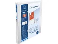 Classeur exacompta kreacover 4 anneaux en d 20mm a4+ 32x27,3cm personnalisable dos 3,4cm pochettes coloris blanc