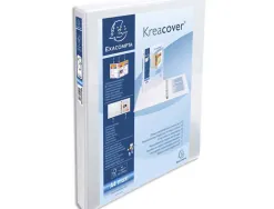 Classeur exacompta kreacover 4 anneaux en d 20mm a4+ 32x27,3cm personnalisable dos 3,4cm pochettes coloris blanc