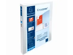 Classeur exacompta kreacover 4 anneaux 15mm a4+ carton recouvert polypropylène dos 38mm personnalisable blanc