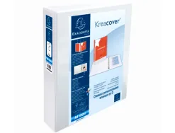 Classeur exacompta kreacover 4 anneaux 50mm a4+ carton recouvert polypropylène dos 75mm personnalisable blanc