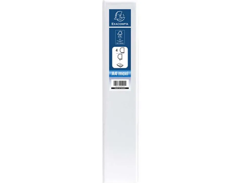 Classeur exacompta kreacover 4 anneaux 50mm a4+ carton recouvert polypropylène dos 75mm personnalisable blanc