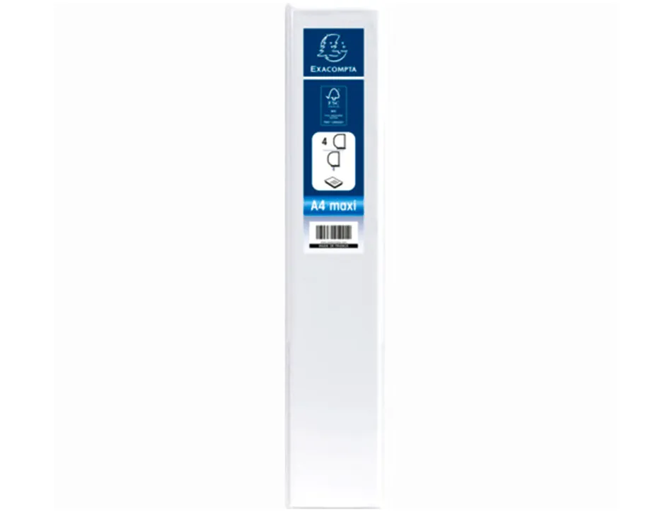Classeur exacompta kreacover 4 anneaux 50mm a4+ carton recouvert polypropylène dos 75mm personnalisable blanc