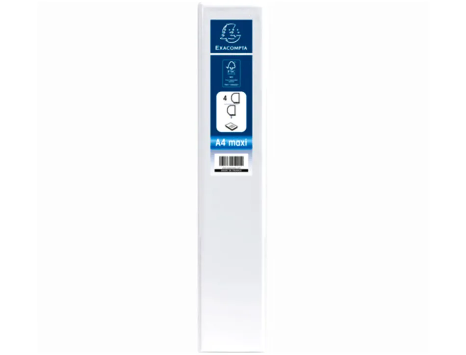 Classeur exacompta kreacover 4 anneaux 40mm a4+ carton recouvert polypropylène dos 64mm personnalisable blanc