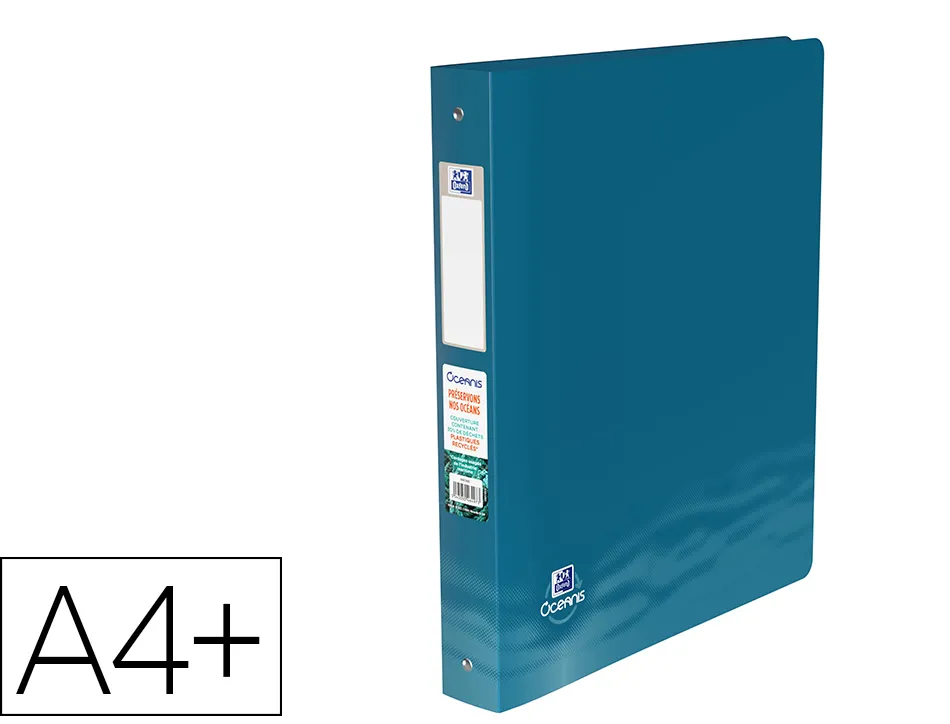 Classeur hamelin oxford school life oceanis a4+ dos 40 mm 4 anneaux rond polypropylene recycle opaque