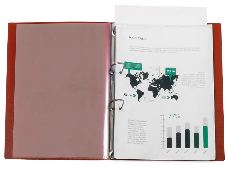 Classeur kangourou liderpapel 2 anneaux en d 25mm polypropylene 283x320mm document a4 coloris rouge