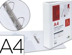 Classeur kangourou liderpapel 2 anneaux 40mm 283x320mm document a4 plastique dos 68mm coloris blanc