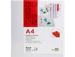 Classeur kangourou liderpapel 2 anneaux 55mm 283x320mm document a4 plastique dos 78mm coloris blanc