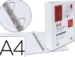 Classeur kangourou liderpapel 4 anneaux 55mm 283x320mm document a4 plastique dos 78mm coloris blanc