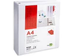 Classeur kangourou liderpapel 4 anneaux 55mm 283x320mm document a4 plastique dos 78mm coloris blanc