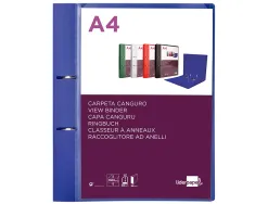 Classeur kangourou liderpapel 2 anneaux en d 40mm polypropylene 283x320mm document a4 coloris bleu translucide