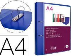 Classeur kangourou liderpapel 2 anneaux en d 40mm polypropylene 283x320mm document a4 coloris bleu translucide