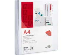 Classeur kangourou liderpapel 4 anneaux 16mm 283x320mm document a4 plastique dos 28mm coloris blanc