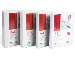 Classeur kangourou liderpapel 4 anneaux 16mm 283x320mm document a4 plastique dos 28mm coloris blanc
