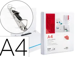 Classeur kangourou liderpapel 4 anneaux 16mm 283x320mm document a4 plastique dos 28mm coloris blanc