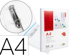 Classeur kangourou liderpapel 2 anneaux 16mm 283x320mm document a4 plastique dos 28mm coloris blanc