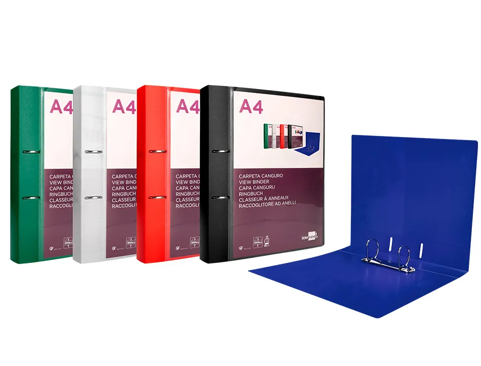Classeur kangourou liderpapel 2 anneaux en d 40mm polypropylene 283x320mm document a4 coloris rouge