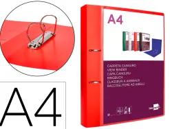 Classeur kangourou liderpapel 2 anneaux en d 40mm polypropylene 283x320mm document a4 coloris rouge