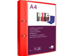 Classeur kangourou liderpapel 2 anneaux en d 40mm polypropylene 283x320mm document a4 coloris rouge