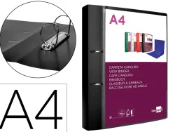 Classeur kangourou liderpapel 2 anneaux en d 40mm polypropylene 283x320mm document a4 coloris noir