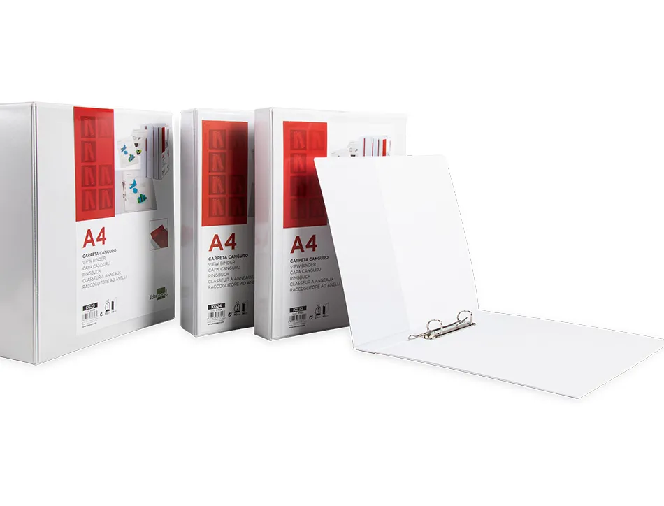 Classeur kangourou liderpapel 2 anneaux 25mm 283x320mm document a4 plastique dos 40mm coloris blanc