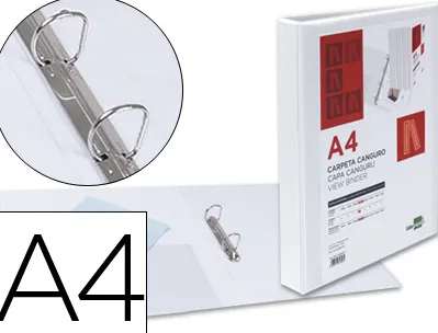Classeur kangourou liderpapel 2 anneaux 25mm 283x320mm document a4 plastique dos 40mm coloris blanc