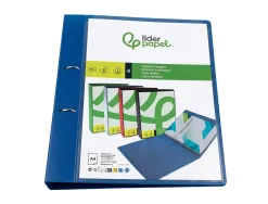 Classeur kangourou liderpapel 2 anneaux en d 25mm polypropylene 283x320mm document a4 coloris bleu