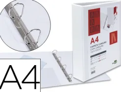 Classeur kangourou liderpapel 4 anneaux 40mm 283x320mm document a4 plastique dos 68mm coloris blanc