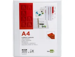 Classeur kangourou liderpapel 4 anneaux 40mm 283x320mm document a4 plastique dos 68mm coloris blanc